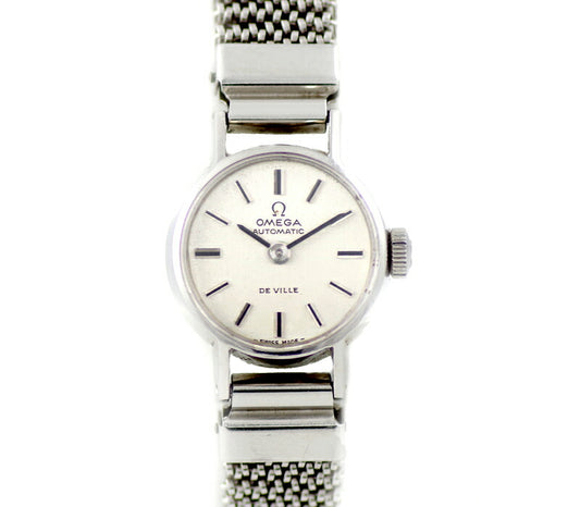 Difficult OMEGA Omega Deville Devil 551.0057 Cal.661 24 Stone Silver Dial SS Stainless Ladies Devil Automatic Wrap Antique Vintage [Watch] [Used]