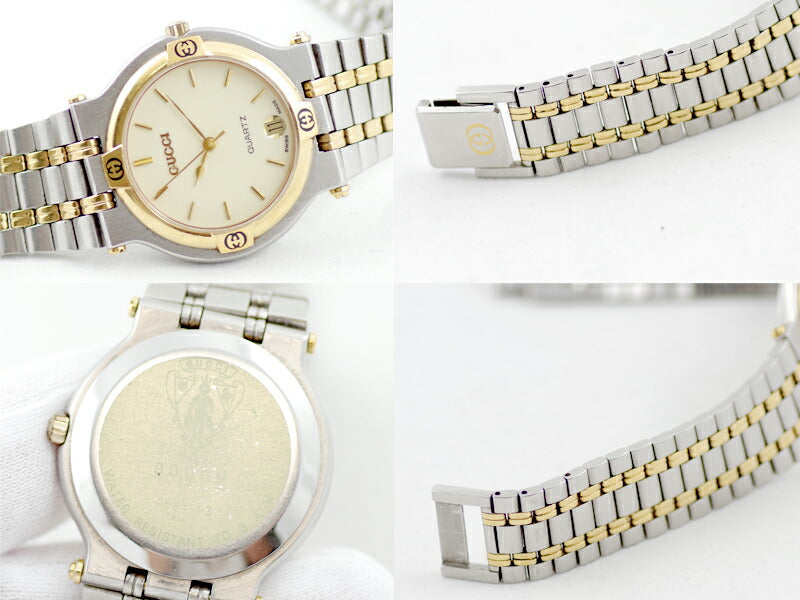 Battery replacement GUCCI Gucci 9000m Date 30m Waterproof Ivory Dial SS Stainless steel YG Yellow Gold Men's Quartz [6 months warranty] [Watch] [Used]