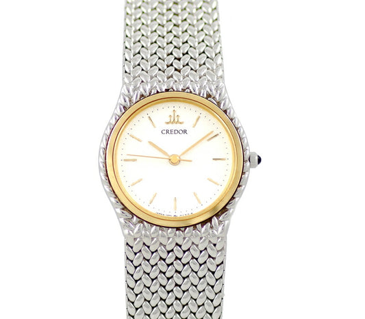 Battery replacement Seiko Seiko Credor 1271-0060 Silver Dial K18YG Yellow Gold SS Stainless Ladies Quartz [6 months warranty] [Watch] [Used]