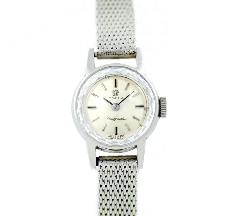 Rare product OMEGA Omega Ladymatic Ladies Mematic 551.004 Cal.661 24 Stone Cut Glass Silver Dial SS Stainless Ladies Devil Automatic Wind Antique Vintage [Watch] [Used]