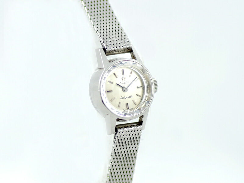 Rare product OMEGA Omega Ladymatic Ladies Mematic 551.004 Cal.661 24 Stone Cut Glass Silver Dial SS Stainless Ladies Devil Automatic Wind Antique Vintage [Watch] [Used]