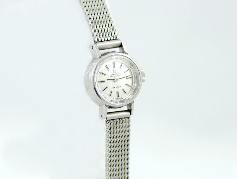 希少品 OMEGA オメガ DeVille デビル 551.038 Cal.661 24石 カットガラス シルバー 文字盤 SS ステンレス レディース デヴィル 自動巻き アンティーク ヴィンテージ【腕時計】【中古】