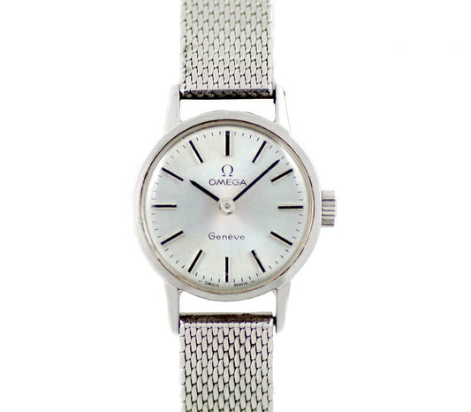 Rare product OMEGA Omega Geneve Geneva Round 511.0451 Cal.625 17 Stone Silver Dial SS Stainless Ladies Handwriting Antique Vintage [Watch] [Used]
