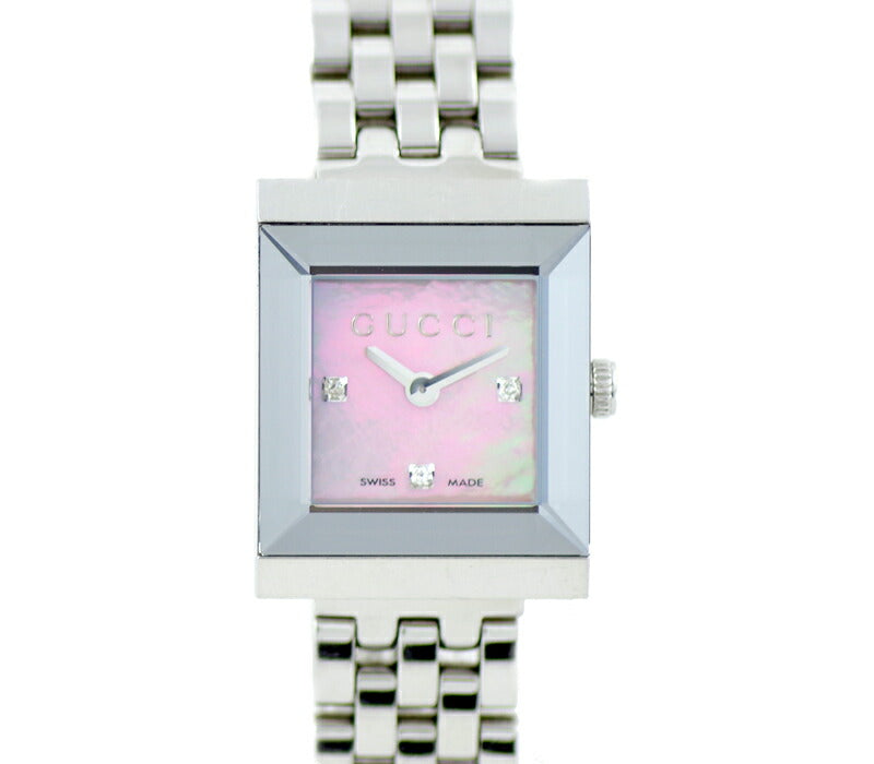 Battery replacement GUCCI Gucci 128.4 3P Diamond Pink Shell Dial SS Stainless Ladies Quartz [6 months warranty] [Watch] [Used]
