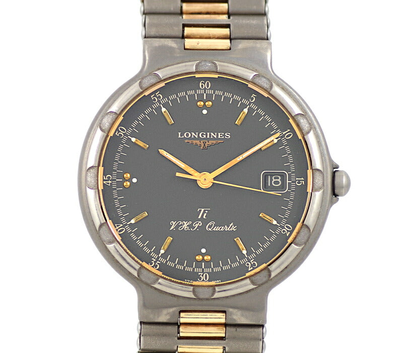 Battery replacement Longines Longine Conquest VHP Titanium Date Gray Dial TI Titanium YGP Yellow Gold Quartz Men 6 months warranty Watch Used