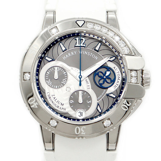 Inspector HARRY Winston Harry Winston Harry Winston Ocean Sports Chronograph Besel OCSACH38Z005 411/LCA382/AD.D02 Date Gray Diamond Zarium Genuine Belt Genuine Backed Ladies Automatic Wind [6 months warranty] [Used]