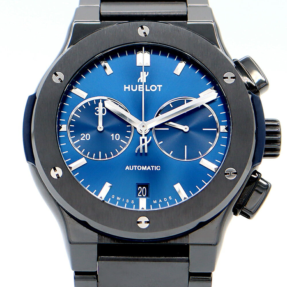 HUBLOT ウブロ クラシックフュージョン 520.CM.7170.CM 44mm クロノグラフ 青 ブルー ネイビー セラミック メンズ 自動巻き【6ヶ月保証】【腕時計】【中古】