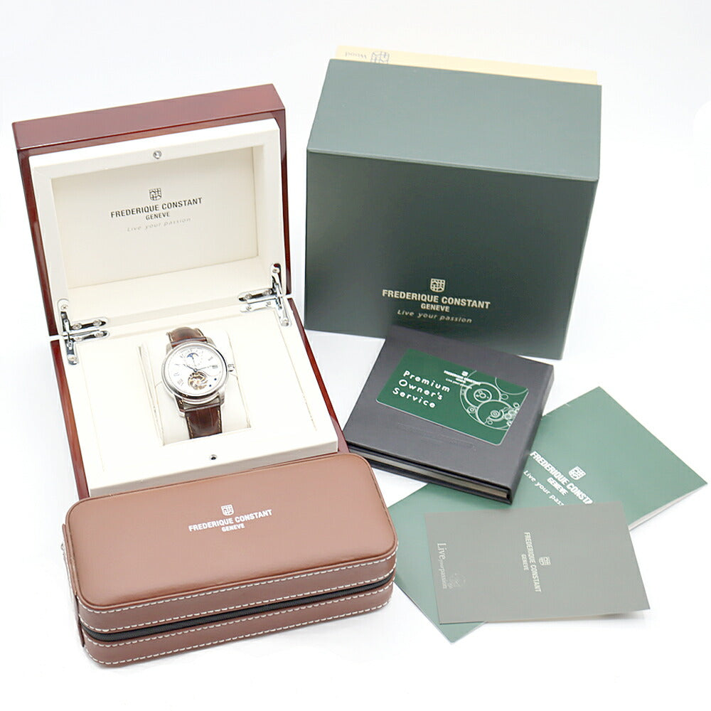 内部点検済 FREDERIQUE CONSTANT フレデリックコンスタント マニュファクチュール ハートビート FC935X4H6 FC-935MC4H6 ムーンフェイズ シルバー SS ステンレス 純正ベルト 純正尾錠 メンズ 自動巻き【6ヶ月保証】【腕時計】【中古】