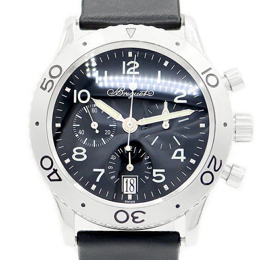 BREGUET Breguet Breguet Trance Atlantic Type XX Chronograph 3820ST H2 SW9 Date Black Black SS Genuine Buckle Men's Automatic Winding Type 20 [6 months warranty] [Watch] [Used]