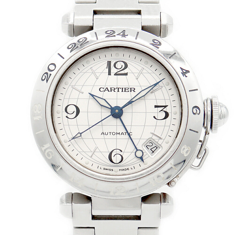 Cartier カルティエ パシャC メリディアン GMT W31078M7 シルバー SS ステンレス レディース ボーイズ メンズ ユニセックス 自動巻き【6ヶ月保証】【腕時計】【中古】