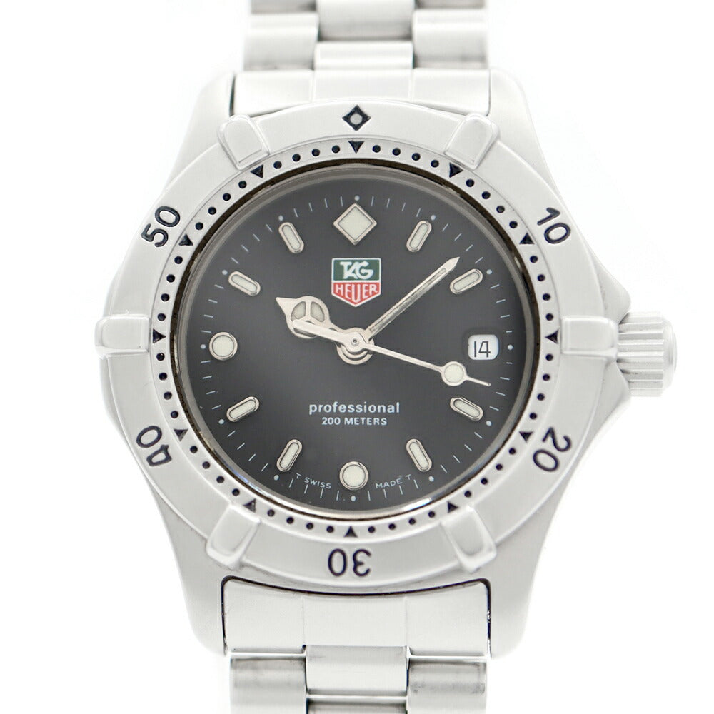 電池交換済 TAG Heuer タグホイヤー プロフェッショナル WE1410 2 デイト 200m防水 黒 ブラック SS ステンレス メンズ クォーツ【6ヶ月保証】【腕時計】【中古】