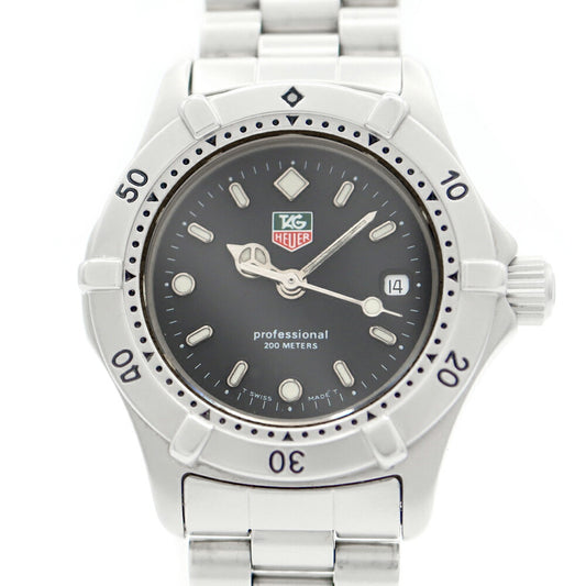 電池交換済 TAG Heuer タグホイヤー プロフェッショナル WE1410 2 デイト 200m防水 黒 ブラック SS ステンレス メンズ クォーツ【6ヶ月保証】【腕時計】【中古】