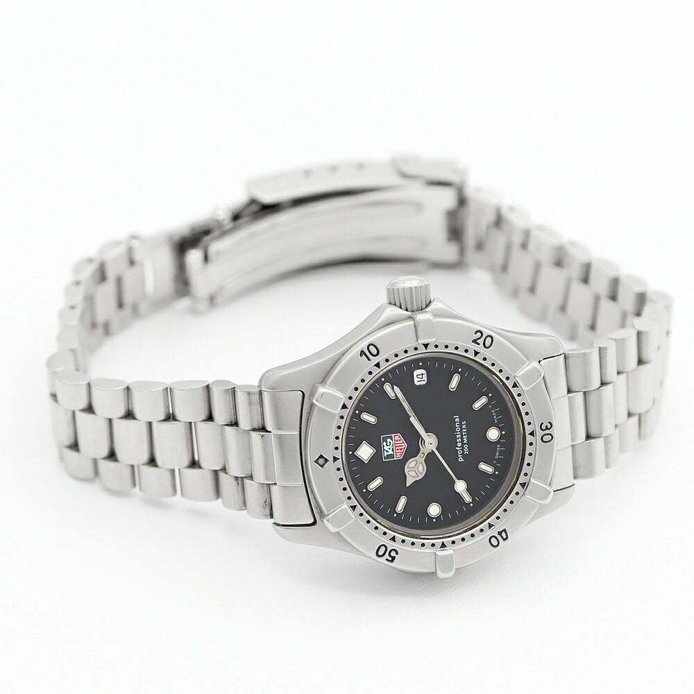 電池交換済 TAG Heuer タグホイヤー プロフェッショナル WE1410 2 デイト 200m防水 黒 ブラック SS ステンレス メンズ クォーツ【6ヶ月保証】【腕時計】【中古】