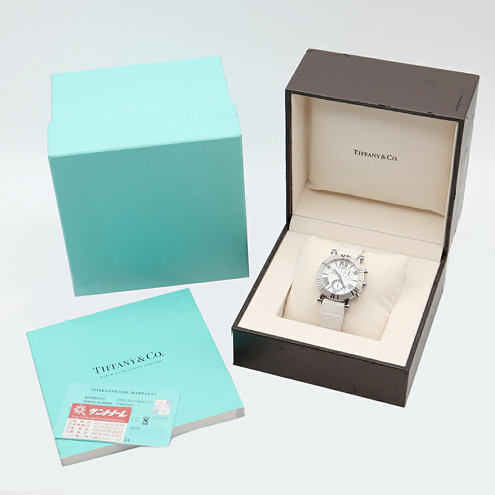 Battery replacement Tiffany & co. Tiffany Atlas Chronograph Z1301.32.11A20A71a Heart Date White White CE Ceramic SS Stainless Steel Genuine Belt Genuine Buckle Ladies Quartz