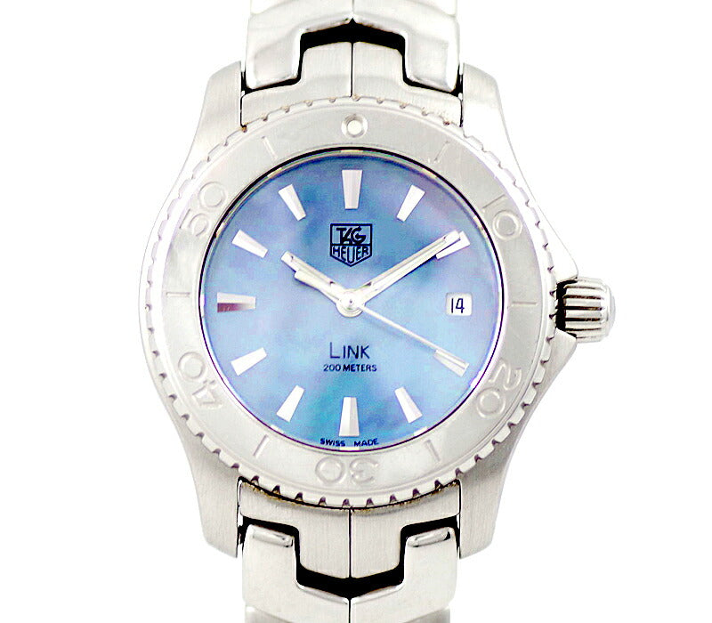 Battery replacement TAG HEUER Tag Hoire Link WJ1316 200m Waterproof Blue Shell Dial SS Stainless Ladies Quartz [6 months warranty] [Watch] [Used]