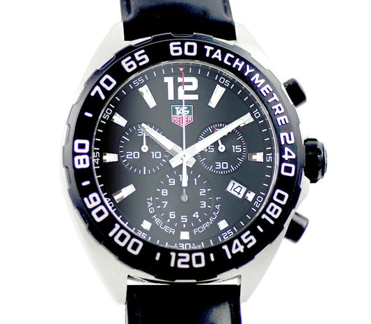 ほぼ新品 電池交換済 TAG Heuer タグホイヤー  フォーミュラー1 クロノグラフ CAZ1110 200m防水 デイト 黒 ブラック 文字盤 SS ステンレス 純正ラバーベルト 純正尾錠 メンズ クォーツ フォーミュラ1【6ヶ月保証】【腕時計】【中古】