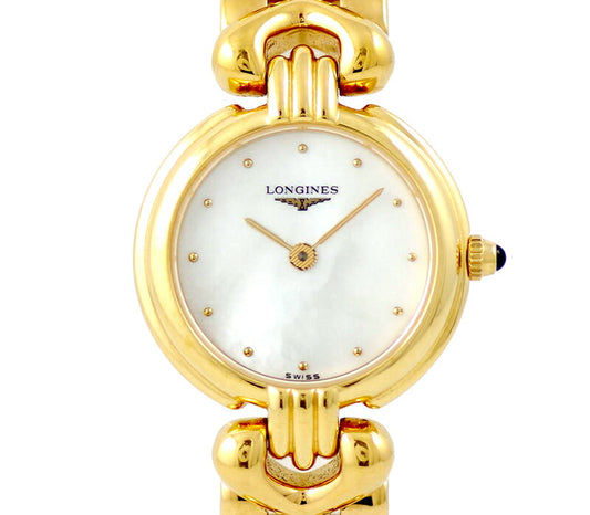 Battery replacement Longines L6.122.2 White White Shell Dial YG Yellow Gold SS Stainless Steel Ladies Quartz [6 months warranty] [Watch] [Used]