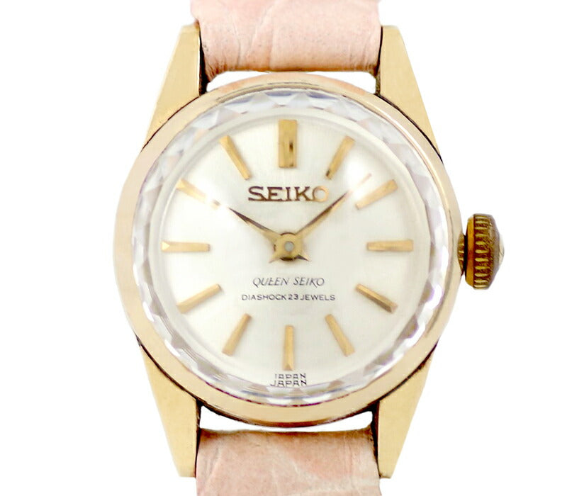 SEIKO セイコー QUEEN SEIKO クイーンセイコー クレドール カットガラス シルバー文字盤  YG イエローゴールド SS ステンレス レディース 手巻き アンティーク ヴィンテージ【6ヶ月保証】【腕時計】【中古】