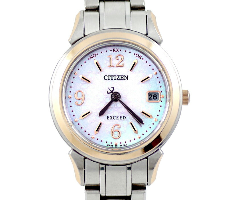CITIZEN Citizen Exeed H050-T016944 Date Shell Dial Titanium PG Pink Gold Combination Solar Radio Ladies [6 months warranty] [Watch] [Used]