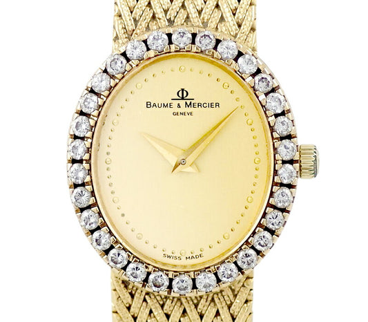 BAUME & MERCIER Baume & Mercier Genuine Genuine Diamond Besel Gold Solid Gold Dial K18YG Yellow Gold Ladies Quartz [6 months warranty] [Watch] [Used]