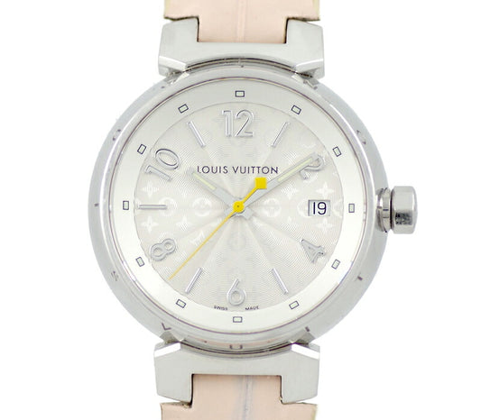 Battery replacement Louis Vuitton Louis Vuitton Tambour Hologram MM Q1313 100m Waterproof monogram Silver dial SS Stainless Steel Genuine Belt Genogram Monogram White Ladies Boys Quartz [6 months warranty] [Watch] [Used]