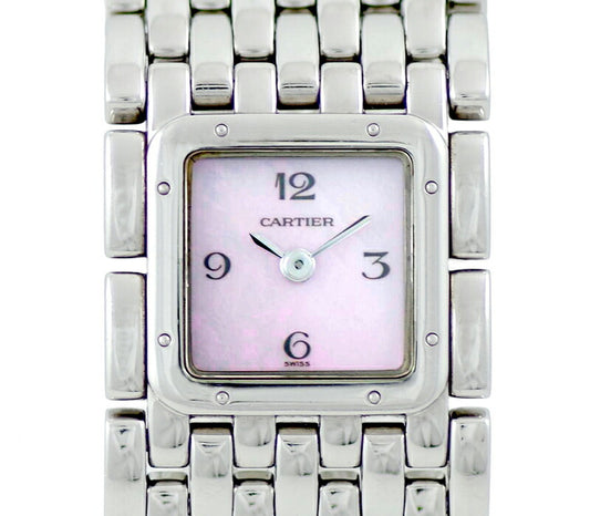 Cartier Cartier Cartier Cartier Pan Tail Ruban 2420 Pink Shell Dial SS Stainless Steel Ladies Quartz W61003T9 [6 months warranty] [Watch] [Used]