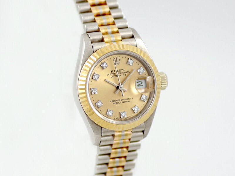 ROLEX ロレックス DATEJUST デイトジャスト 69179BIC S番 10Pダイヤモンド ゴールド 文字盤 K18 WG ホワイトゴールド  YG PG 3色 トリドール 金無垢 レディース 自動巻き【6ヶ月保証】【腕時計】【中古】