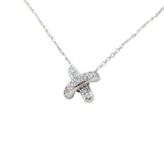 New finished Tiffany & Co. Tiffany Cross Stitch Diamond PT950 Platinum Necklace [Jewelry] [Used]