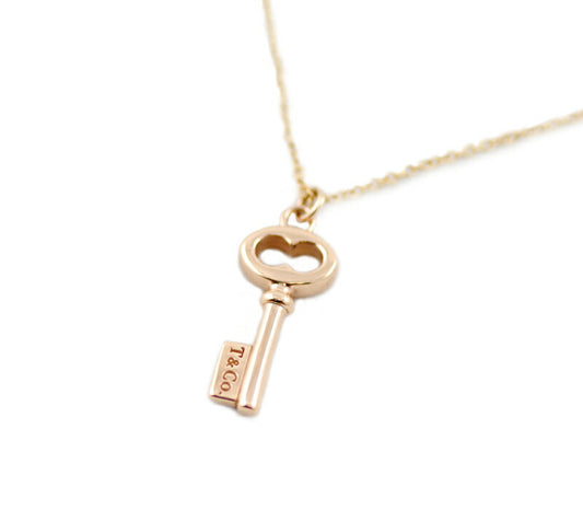 New finished Tiffany & Co. Tiffany Key Pendant Necklace K18PG Pink Gold Oval [Jewelry] [Used]