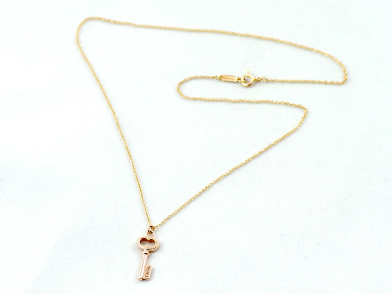 New finished Tiffany & Co. Tiffany Key Pendant Necklace K18PG Pink Gold Oval [Jewelry] [Used]