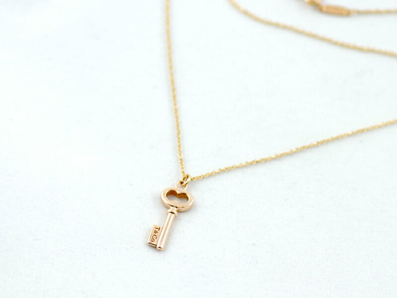 New finished Tiffany & Co. Tiffany Key Pendant Necklace K18PG Pink Gold Oval [Jewelry] [Used]