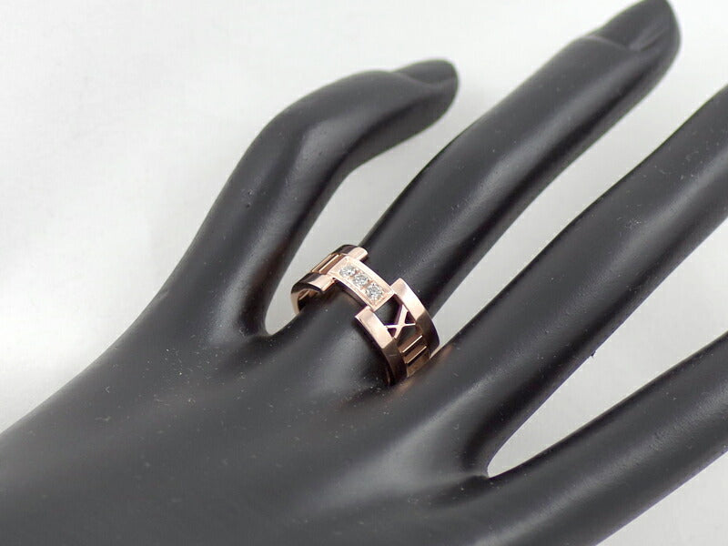 New finished Tiffany & Co. Tiffany Atlas Open Ring K18RG Rose Gold K18PG Pink Gold No. 13.5 Genuine Diamond 3 Stone Ring [Jewelry] [Used]