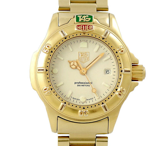 電池交換済 TAG Heuer タグホイヤー 4000シリーズ プロフェッショナル 994.708A 200m防水 アイボリー 文字盤 SS ステンレス YGP レディース クォーツ【6ヶ月保証】【腕時計】【中古】