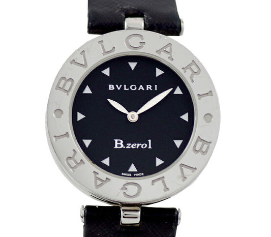 電池交換済 BVLGARI ブルガリ B-zero1 ビーゼロワン BZ30S 黒 ブラック 文字盤 SS ステンレス 純正ベルト 純正尾錠 レディース クォーツ【6ヶ月保証】【腕時計】【中古】