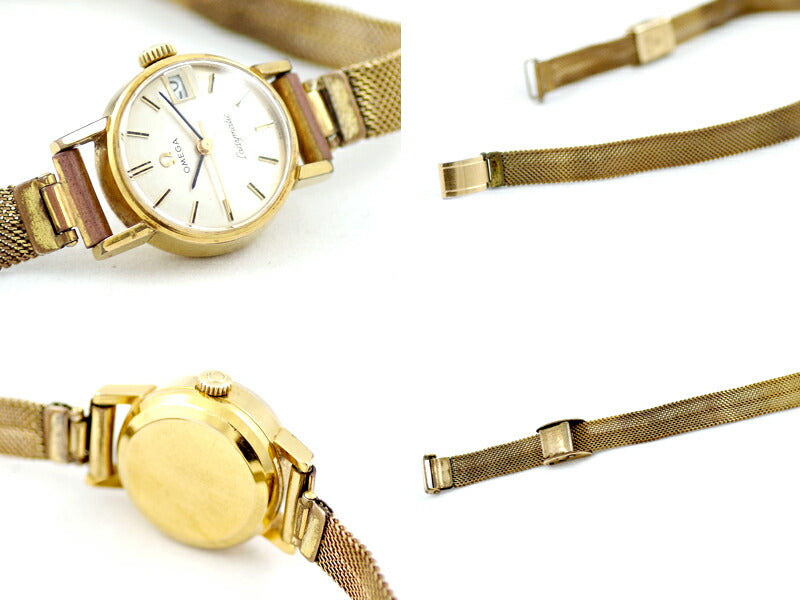 希少品 OMEGA オメガ Ladymatic レディーマチック 562.005 Cal.681 24石 デイト シルバー 文字盤 YGP イエローゴールド SS ステンレス レディース 自動巻き アンティーク ヴィンテージ【腕時計】【中古】