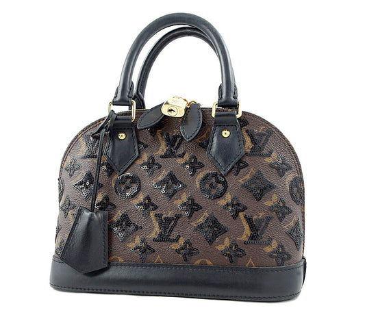 LOUIS VUITTON Louis Vuitton Monogram Eclipse Alma BB M40418 Noir Span Call Leather Handbag [Bag] [Used]