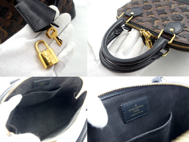 LOUIS VUITTON Louis Vuitton Monogram Eclipse Alma BB M40418 Noir Span Call Leather Handbag [Bag] [Used]