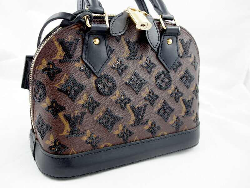 LOUIS VUITTON Louis Vuitton Monogram Eclipse Alma BB M40418 Noir Span Call Leather Handbag [Bag] [Used]