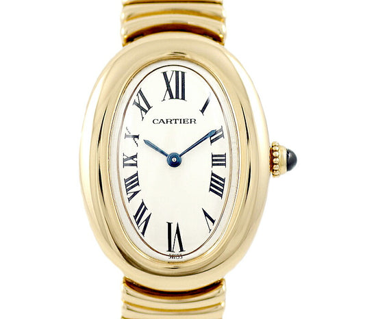 Cartier Cartier Cartier Cartier Benuir W15045D8 White White Ivory Dial K18 yg Yellow Gold Gold Solid Ladies Quartz