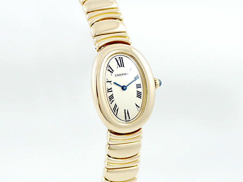 Cartier Cartier Cartier Cartier Benuir W15045D8 White White Ivory Dial K18 yg Yellow Gold Gold Solid Ladies Quartz