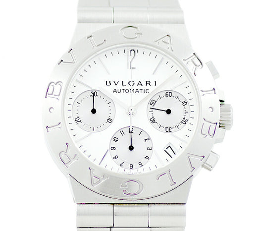 BVLGARI ブルガリ ディアゴノ スポーツ CH35S クロノグラフ 白 ホワイト 文字盤 SS ステンレス スチール メンズ 自動巻き【腕時計】【中古】