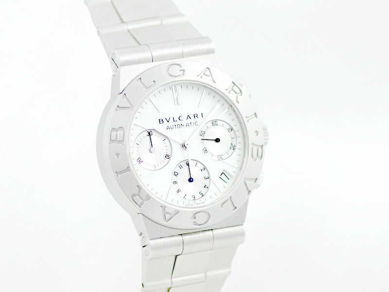 BVLGARI Bulgari Diagano Sports CH35S Chronograph White White White White SS Stainless Steel Men's Automatic Wind [Self -Warranty] [Watch] [Used]