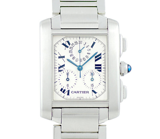 Cartier Cartier Cartier Cartier tank Fransey LM Chronory Flex W51001Q3 Ivory Dial SS Stainless Men Quartz [6 months warranty] [Watch] [Used]