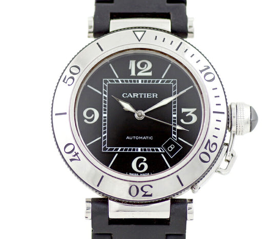 Inspector Cartier Cartier Cartier Cartier Pasha Taimer W31077U2 Date Black Black Dial SS Stainless Steel Genuine Rubber Men Automatic Wind [6 months Watch] [Watch] [Used]