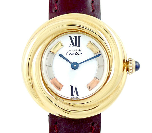 Cartier Cartier Cartier Cartier Mast Trinity Vermeille 3 -piece white white dial SV925 Yellow gold genuine belt genuine buckle Ladies quartz [6 months warranty] [Watch] [Used]