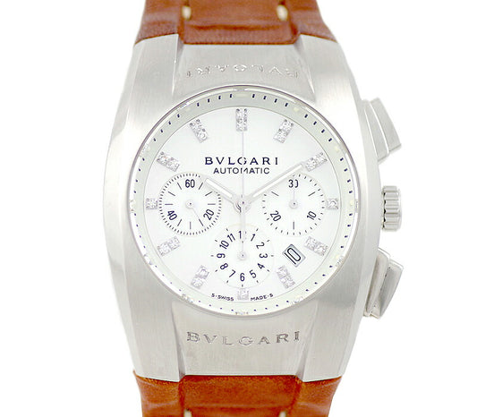 BVLGARI Bvlgari Elgon Chronograph 21P Diamond EG35SCH White Shell Dial SS Stainless Steel Genuine Belt Genuine Buckwheat Men Automatic Wind