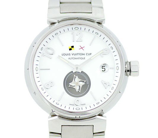 LOUIS VUITTON Louis Vuitton Tambul Lovely Cup Q113W Date White Shell Dial SS Stainless Steel Genuine Belt Men's Automatic Wind [6 months Work] [Watch] [Used]