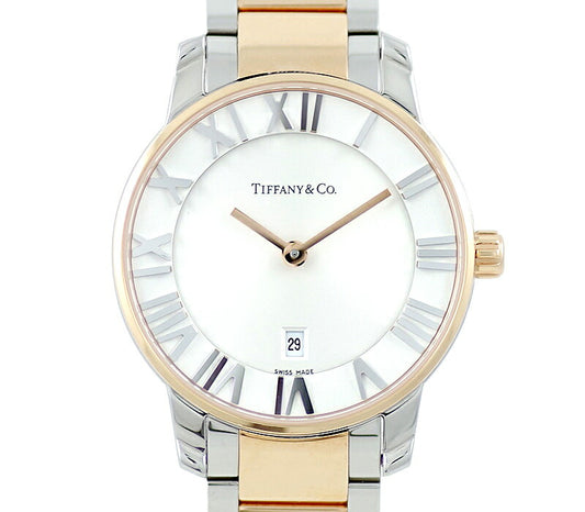 Battery replacement TIFFANY & CO. Tiffany Atlas Dome Z1830 Date Silver Dial SS Stainless Steel Gold Combi Ladies Quartz [6 months warranty] [Watch] [Used]