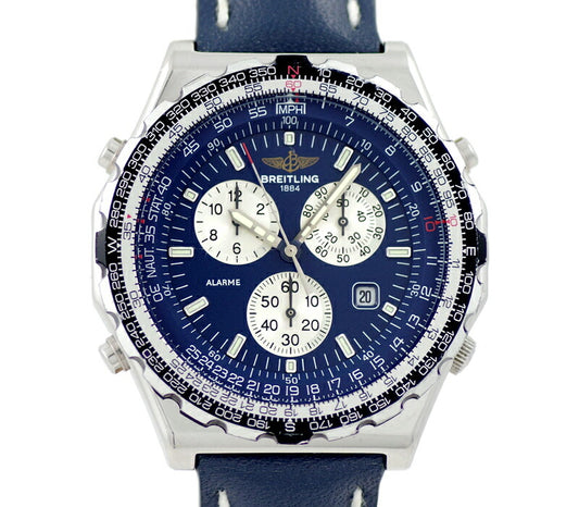 BREITLING BREITLING BREITLING Breitling Jupiter Pilot A59028 Chronograph Alarm Date Blue Navy Blue Dial SS Stainless Steel Genuine Belt Genuine Buckwheat Automatic Wind