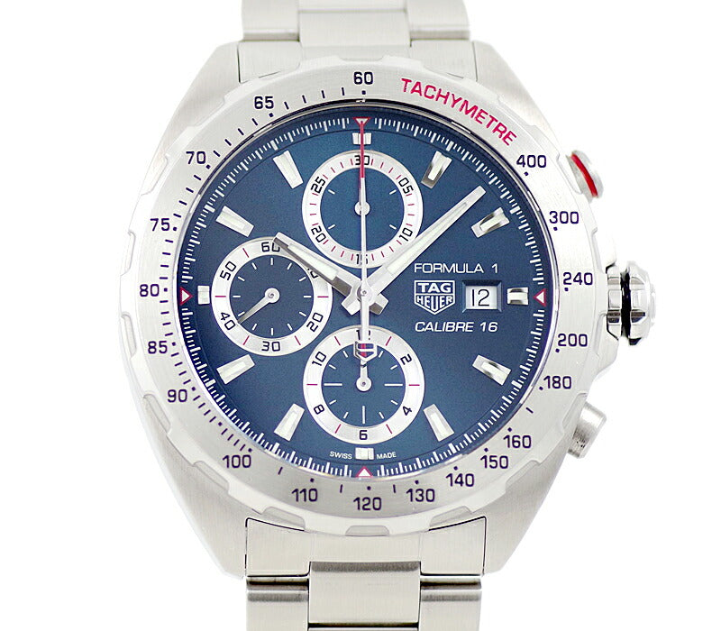 Almost new TAG HEUER Tag Hoire Formula 1 Calibur 16 Chronograph CAZ2015 BA0876 200m Waterproof Date Blue Navy Blue Dial SS Stainless Steel Genuine Belt Men Automatic Formula 1 [6 months warranty] [Watch] [Used]